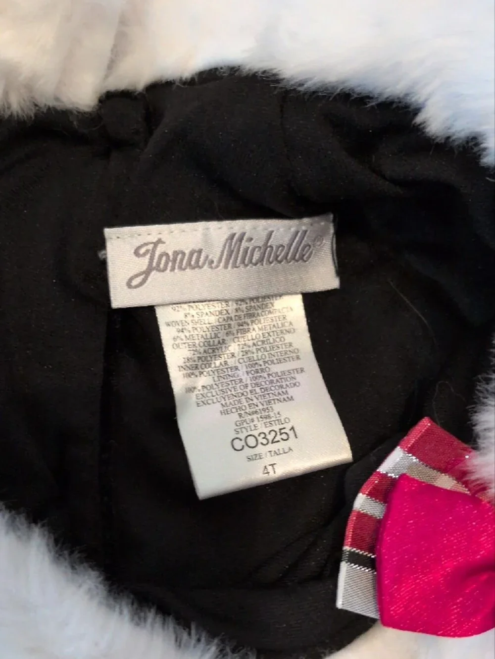 Jona Michelle Red Plaid Holiday Dress with White Faux Fur (4T)